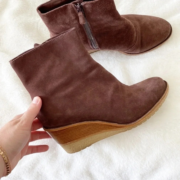 Cole Haan Rayna Suede Wedge Bootie Chestnut Brown Women Size 9.5 B - Picture 7 of 11